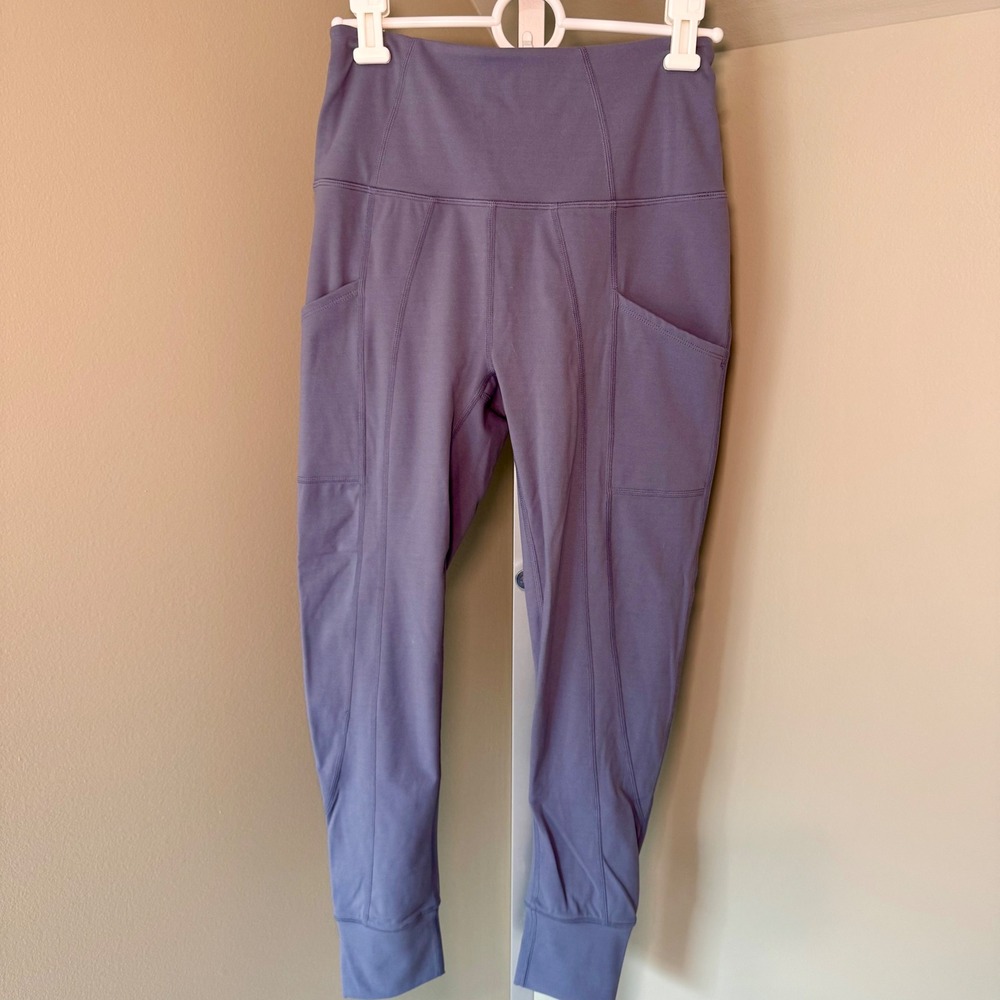 Free People FP Movement Womens High Rise Pocket Jogger Leggings Purple Small